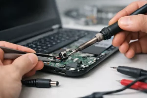 Réparation connecteur alimentation laptop